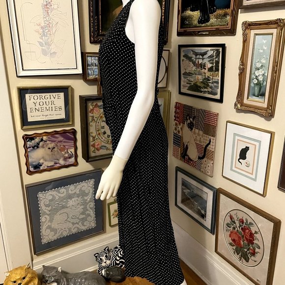 90s Vintage City Triangles Black and White Swiss Dot Sleeveless Wide Leg Cropped - Picture 2 of 7